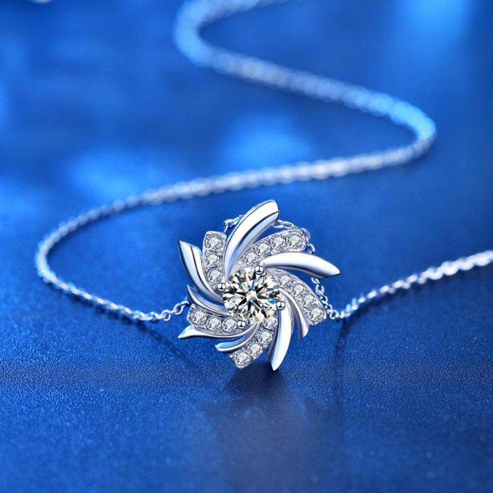 Certified 1/2 ct. t.w. Moissanite Diamond Windmill Necklace NEW B - Picture 6 of 10
